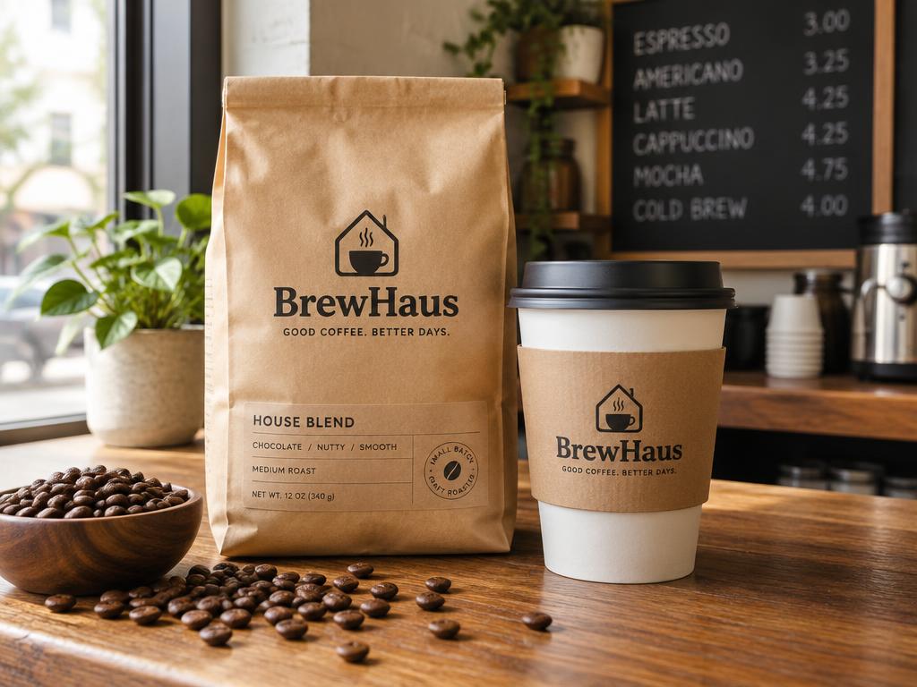 BrewHaus — Coffee Bag & Cup Mockups