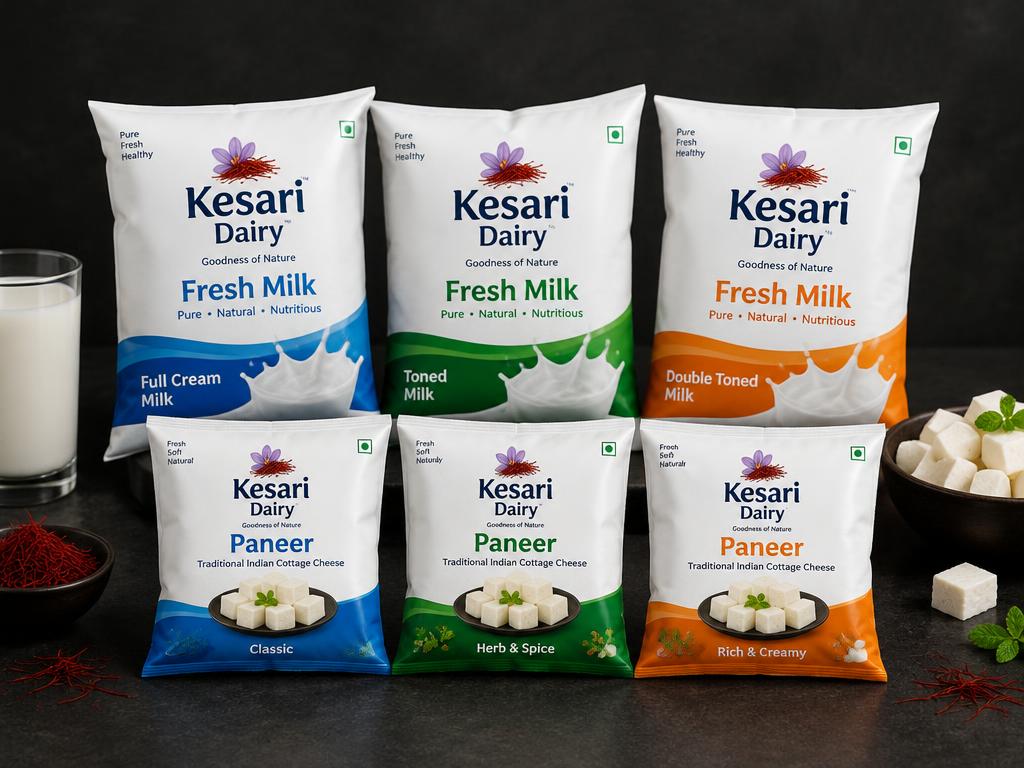 Kesari Dairy — Milk & Paneer Flexible Pouches